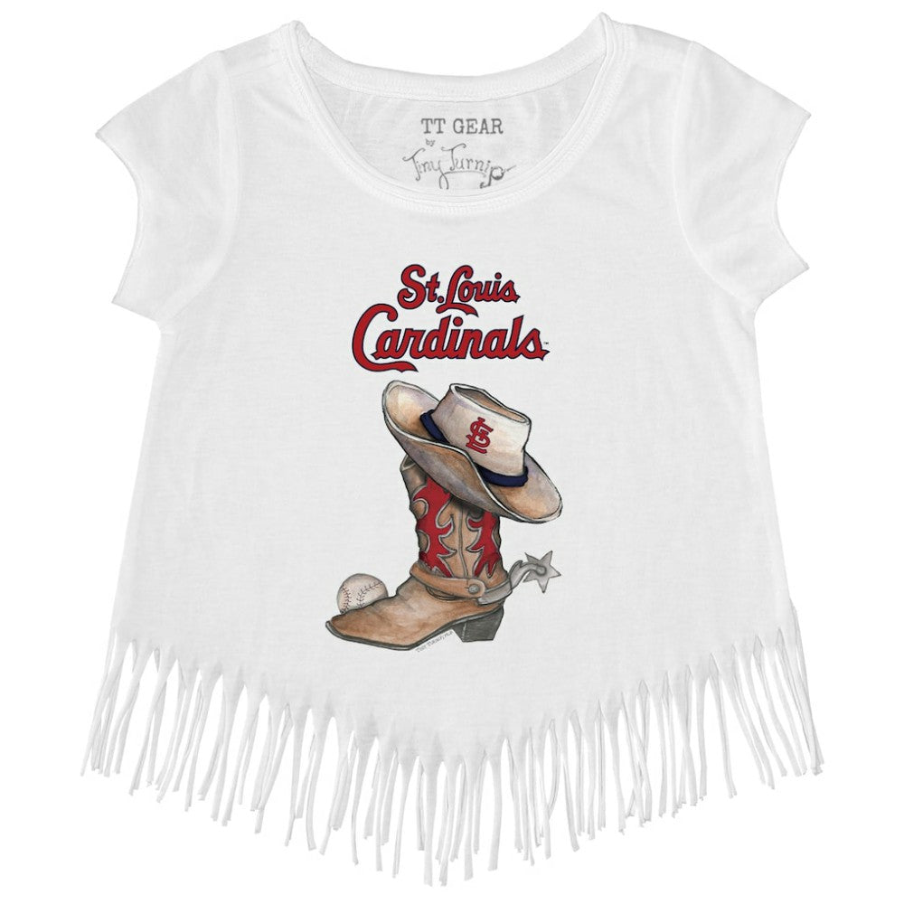 St. Louis Cardinals Tiny Turnip Girls Youth Cowboy Boot Fringe T-Shirt Discount