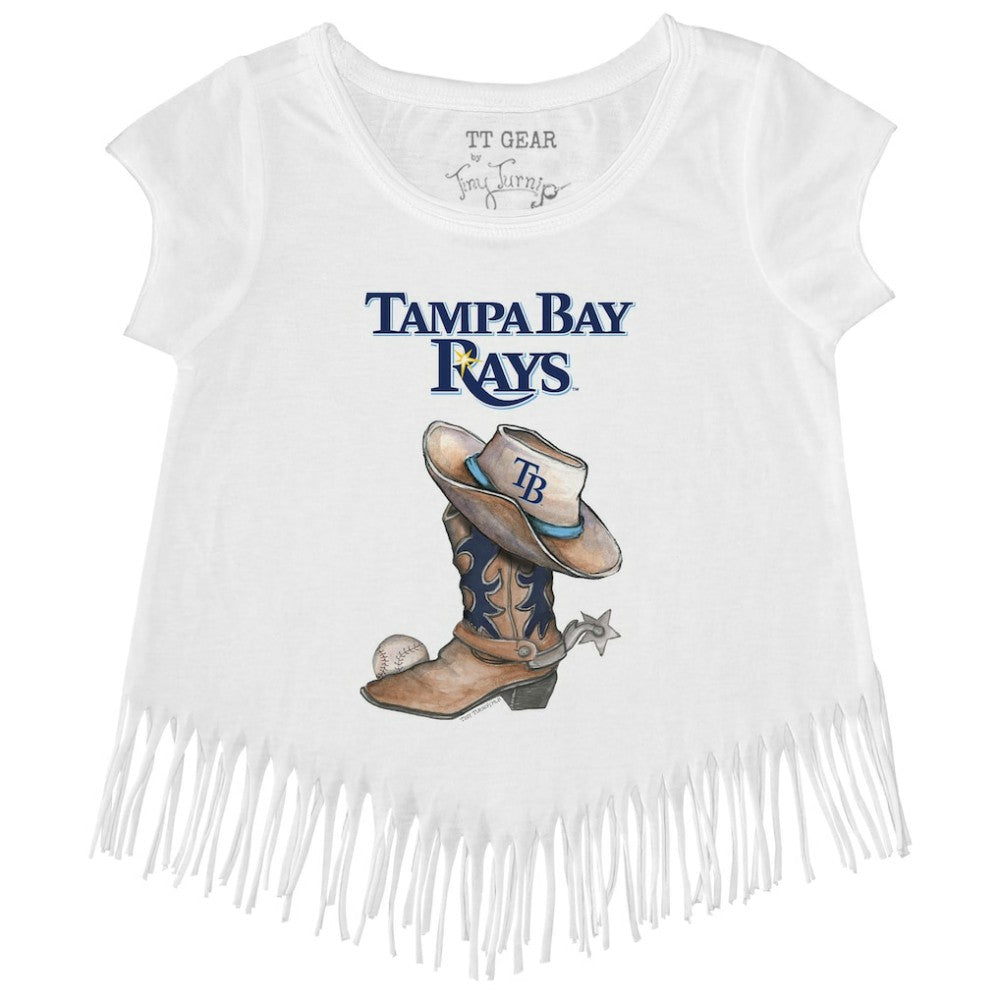 Tampa Bay Rays Tiny Turnip Girls Youth Cowboy Boot Fringe T-Shirt for sale