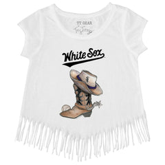 Chicago White Sox Tiny Turnip Girls Youth Cowboy Boot Fringe T-Shirt Discount