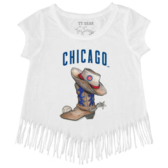 Chicago Cubs Tiny Turnip Girls Youth Cowboy Boot Fringe T-Shirt Near Me