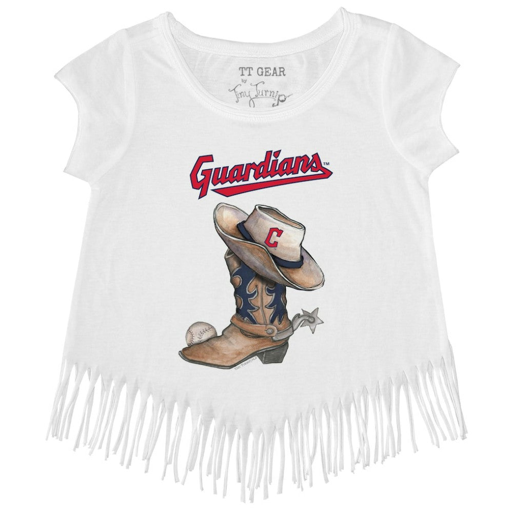Cleveland Guardians Tiny Turnip Girls Youth Cowboy Boot Fringe T-Shirt Discount