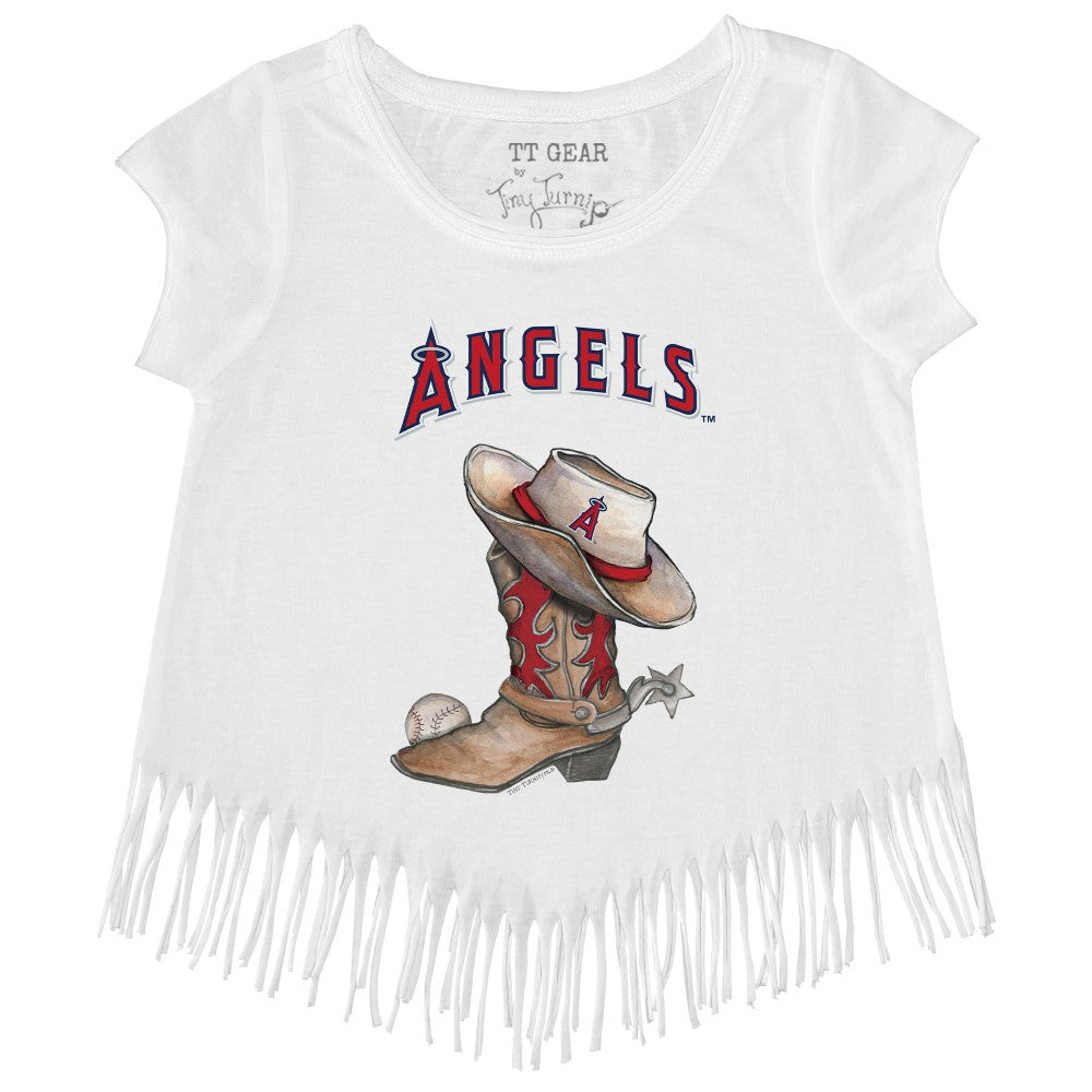 Los Angeles Angels Tiny Turnip Girls Youth Cowboy Boot Fringe T-Shirt Near Me