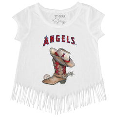 Los Angeles Angels Tiny Turnip Girls Youth Cowboy Boot Fringe T-Shirt Near Me
