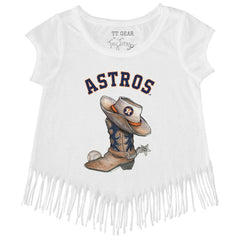 Houston Astros Tiny Turnip Girls Youth Cowboy Boot Fringe T-Shirt Sale