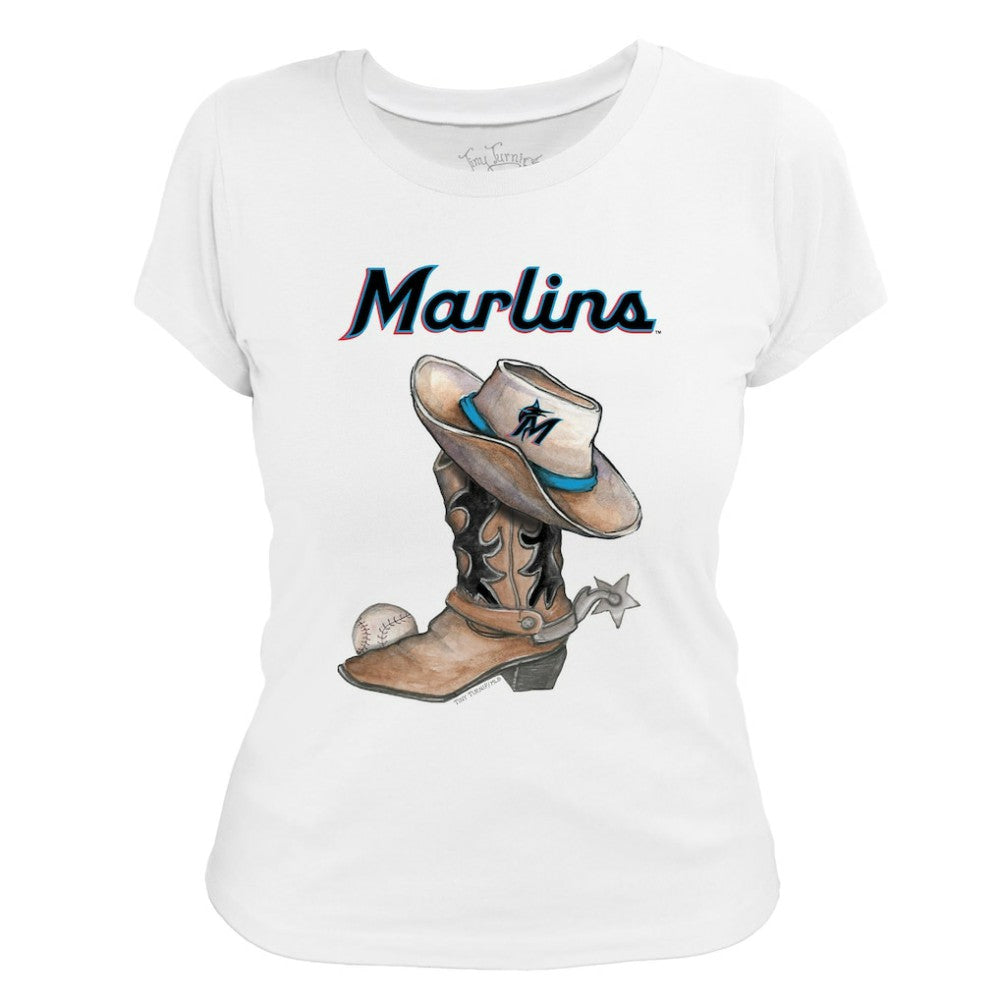 Miami Marlins Tiny Turnip Women's Cowboy Boot T-Shirt Outlet