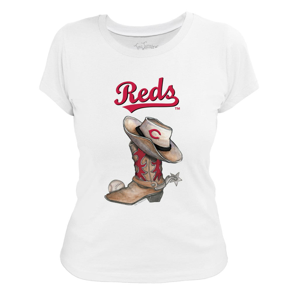 Cincinnati Reds Tiny Turnip Women's Cowboy Boot T-Shirt Sale