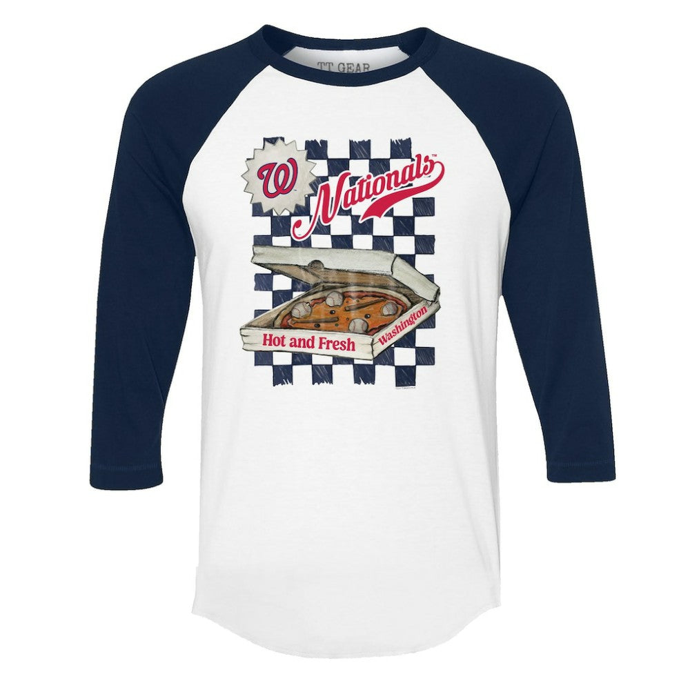 Washington Nationals Tiny Turnip Women's Pizza 3/4-Sleeve Raglan Baseball T-Shirt Discount