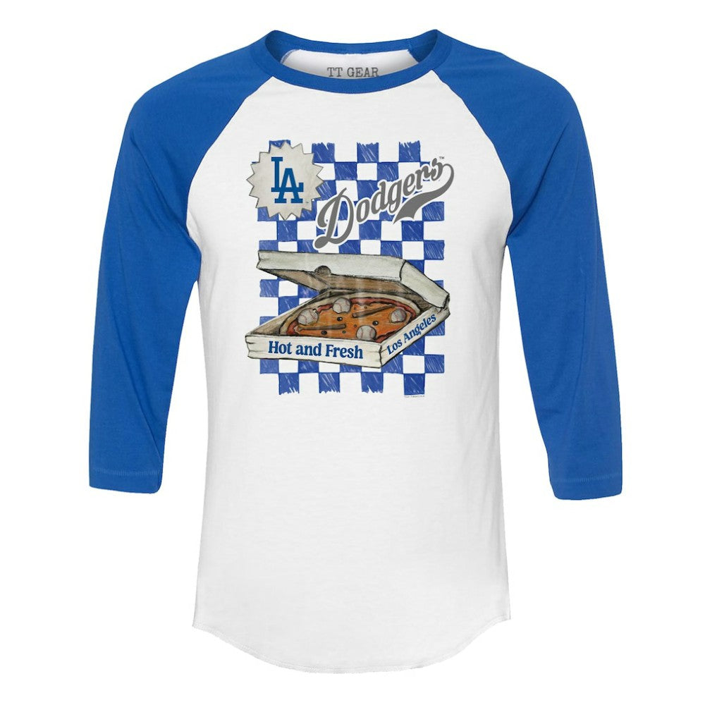 Los Angeles Dodgers Tiny Turnip Women's Pizza 3/4-Sleeve Raglan Baseball T-Shirt Near Me