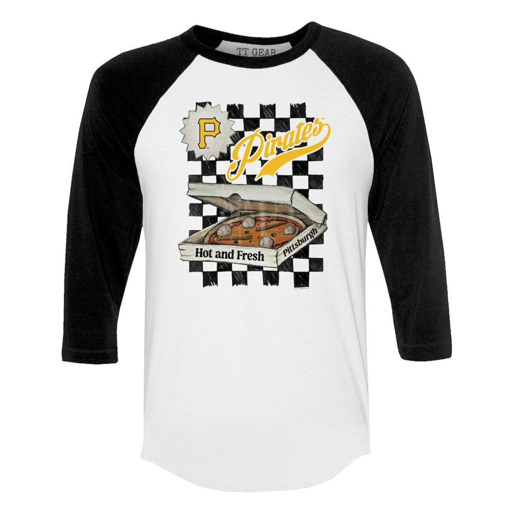 Pittsburgh Pirates Tiny Turnip Women's Pizza 3/4-Sleeve Raglan Baseball T-Shirt Sale