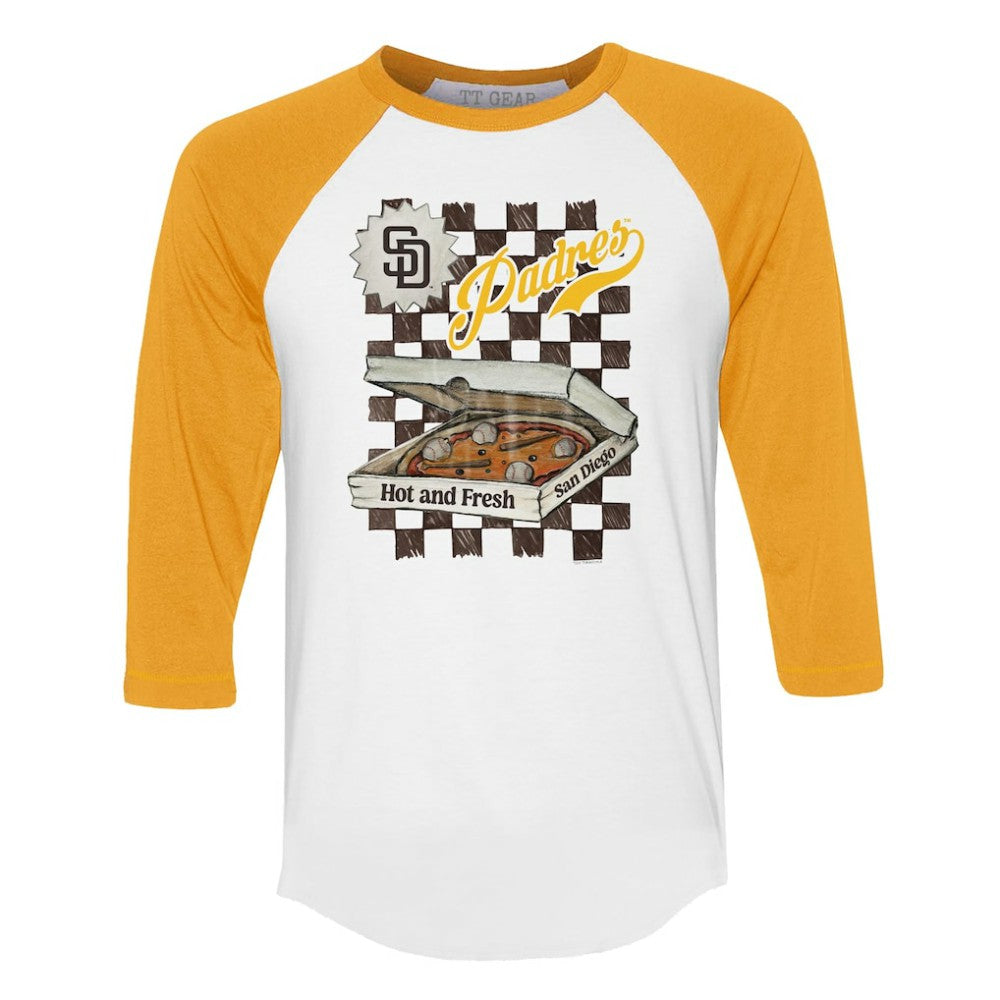 San Diego Padres Tiny Turnip Women's Pizza 3/4-Sleeve Raglan Baseball T-Shirt Discount