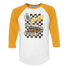 San Diego Padres Tiny Turnip Women's Pizza 3/4-Sleeve Raglan Baseball T-Shirt Discount