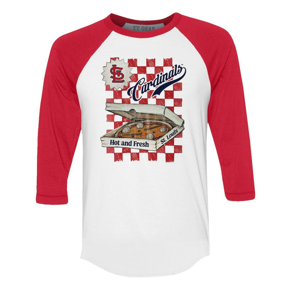 St. Louis Cardinals Tiny Turnip Women's Pizza 3/4-Sleeve Raglan Baseball T-Shirt Discount