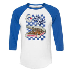 Toronto Blue Jays Tiny Turnip Women's Pizza 3/4-Sleeve Raglan Baseball T-Shirt Outlet