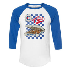 Chicago Cubs Tiny Turnip Women's Pizza 3/4-Sleeve Raglan Baseball T-Shirt Discount