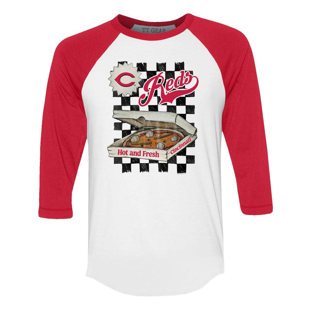 Cincinnati Reds Tiny Turnip Women's Pizza 3/4-Sleeve Raglan Baseball T-Shirt Discount