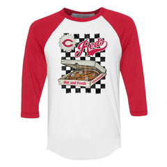 Cincinnati Reds Tiny Turnip Women's Pizza 3/4-Sleeve Raglan Baseball T-Shirt Discount