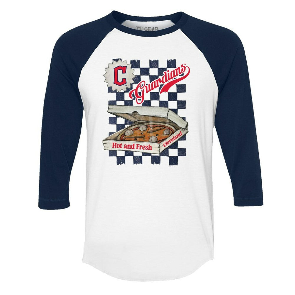 Cleveland Guardians Tiny Turnip Women's Pizza 3/4-Sleeve Raglan Baseball T-Shirt Outlet