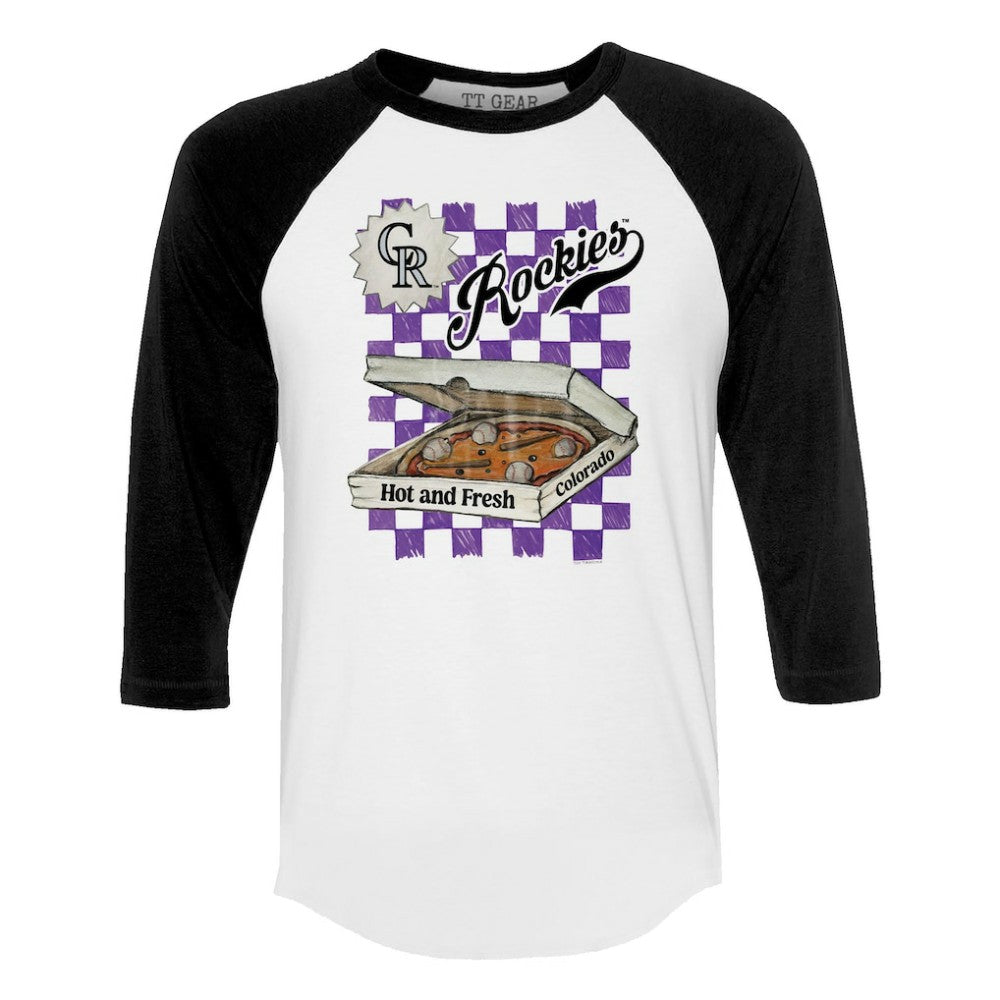 Colorado Rockies Tiny Turnip Women's Pizza 3/4-Sleeve Raglan Baseball T-Shirt Discount