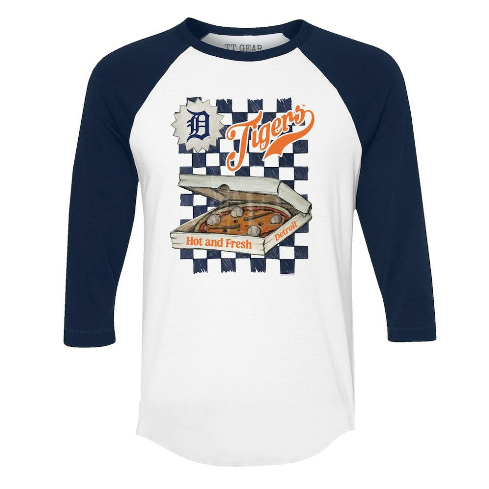 Detroit Tigers Tiny Turnip Women's Pizza 3/4-Sleeve Raglan Baseball T-Shirt Sale