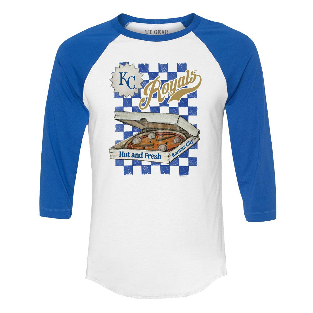 Kansas City Royals Tiny Turnip Women's Pizza 3/4-Sleeve Raglan Baseball T-Shirt Discount