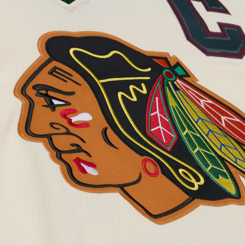 Chicago Blackhawks Mitchell & Ness x Just Don Jersey Hoodie - Cream | NHL sale