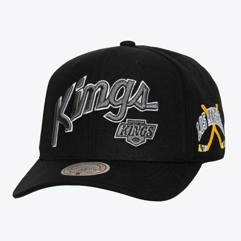 Los Angeles Kings Mitchell & Ness x Just Don Wave Script Pro Strapback Hat - Black | NHL Lifestyle