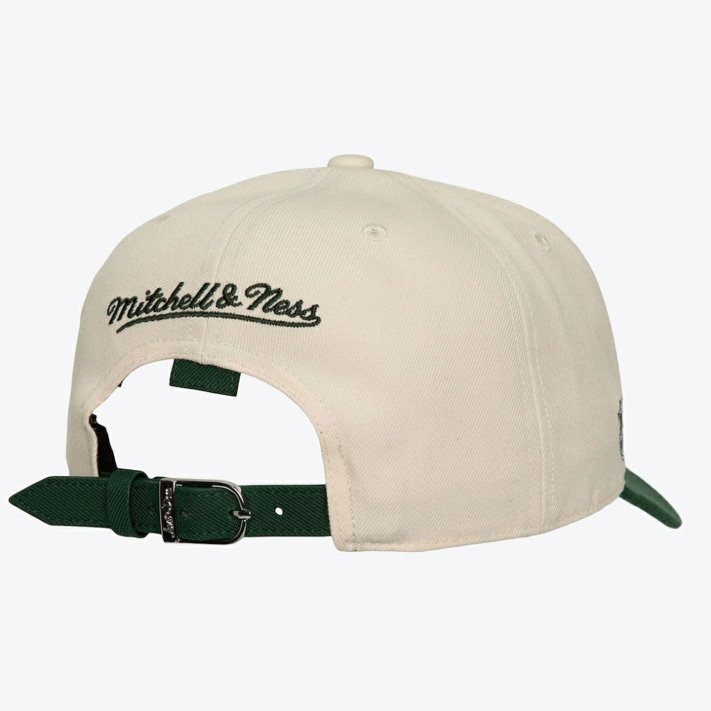 Toronto Maple Leafs Mitchell & Ness x Just Don Wave Script Pro Strapback Hat - Cream/Green | NHL Lifestyle