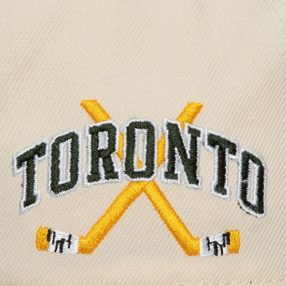 Toronto Maple Leafs Mitchell & Ness x Just Don Wave Script Pro Strapback Hat - Cream/Green | NHL Lifestyle