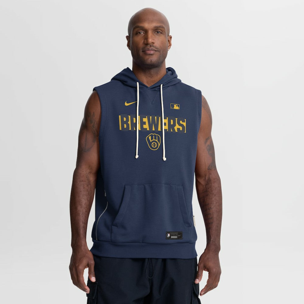 Milwaukee Brewers Nike Authentic Collection Standard Issue Dri-FIT Sleeveless Hoodie Sale