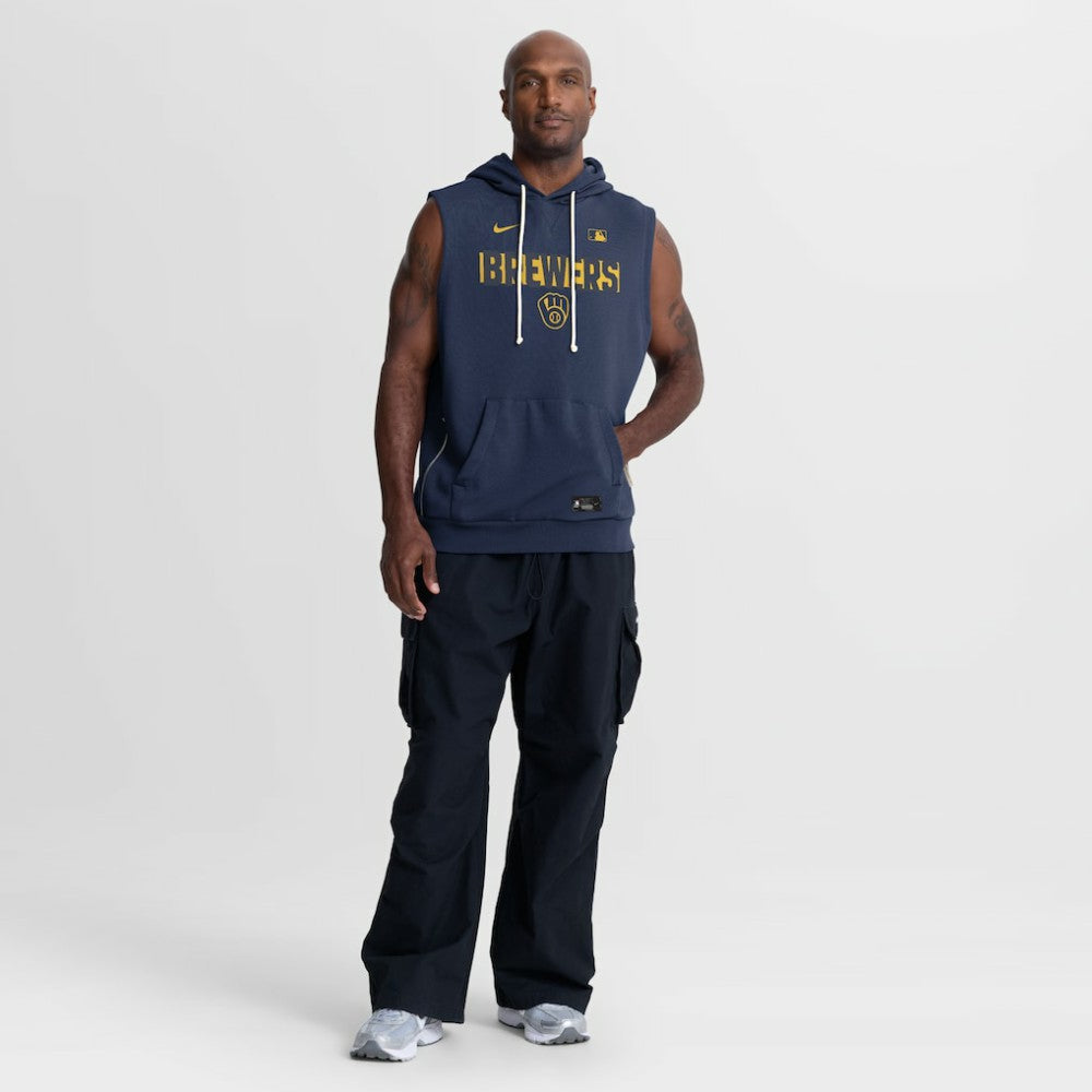 Milwaukee Brewers Nike Authentic Collection Standard Issue Dri-FIT Sleeveless Hoodie Sale