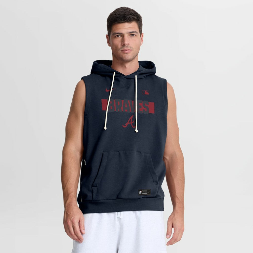 Atlanta Braves Nike Authentic Collection Standard Issue Dri-FIT Sleeveless Hoodie Discount