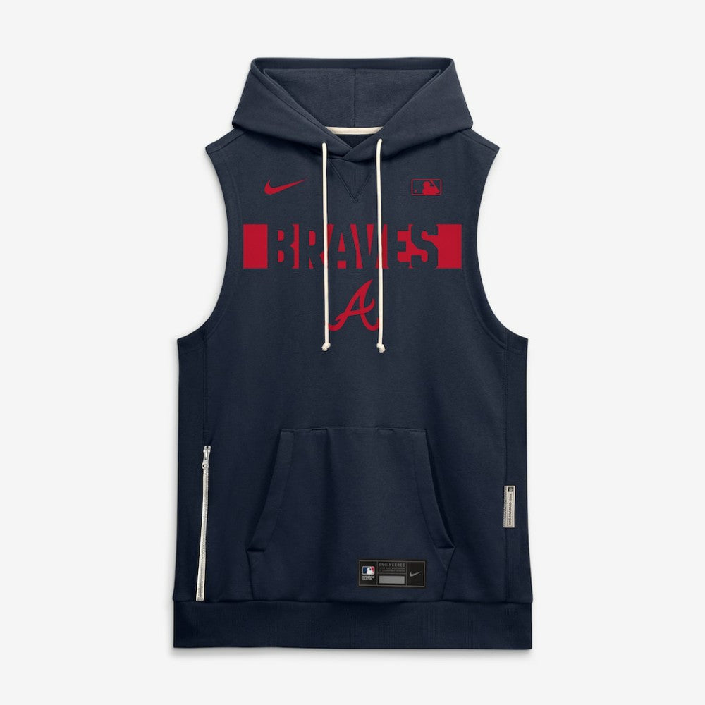 Atlanta Braves Nike Authentic Collection Standard Issue Dri-FIT Sleeveless Hoodie Discount