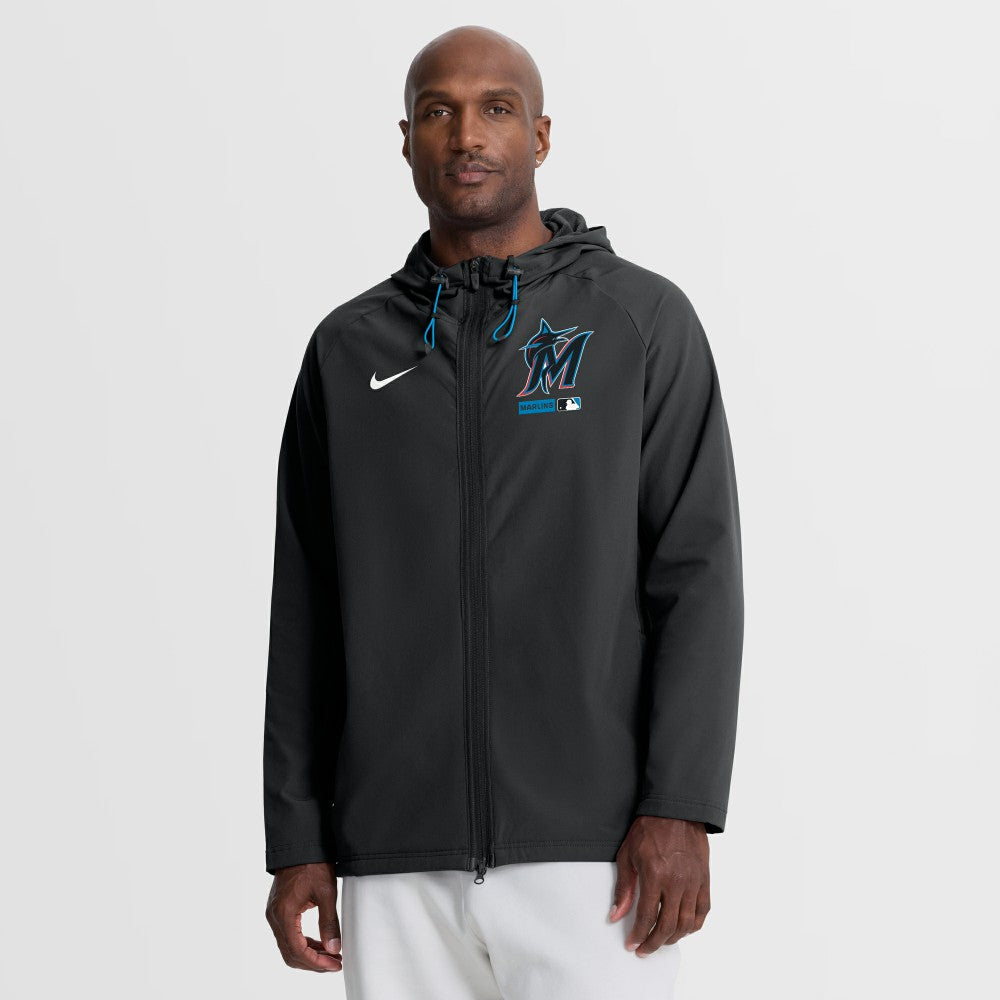 Miami Marlins Nike Authentic Collection Raglan Therma-FIT Full-Zip Hooded Jacket Near Me