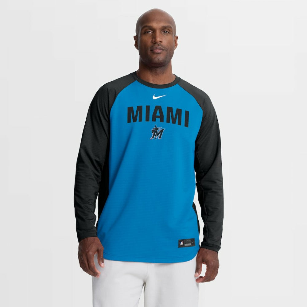 Miami Marlins Nike Authentic Collection Raglan Dri-FIT Sweatshirt Near Me