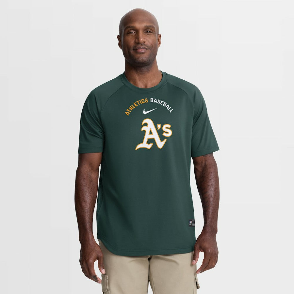 Athletics Nike Authentic Collection Batting Practice Pre-Game Raglan Dri-FIT Top for sale
