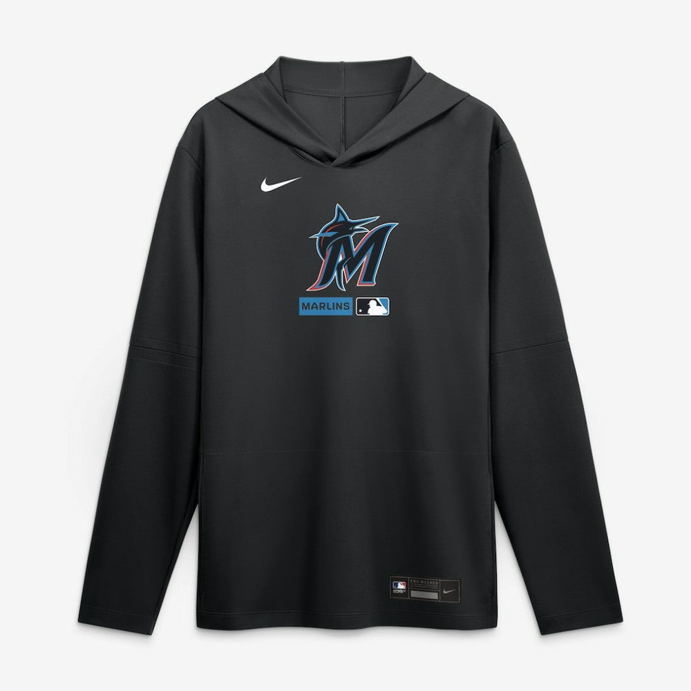 Miami Marlins Nike Authentic Collection Dri-FIT Long Sleeve Hooded T-Shirt Near Me