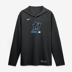 Miami Marlins Nike Authentic Collection Dri-FIT Long Sleeve Hooded T-Shirt Near Me