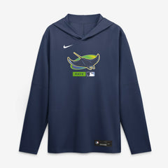 Tampa Bay Rays Nike Authentic Collection Dri-FIT Long Sleeve Hooded T-Shirt Outlet