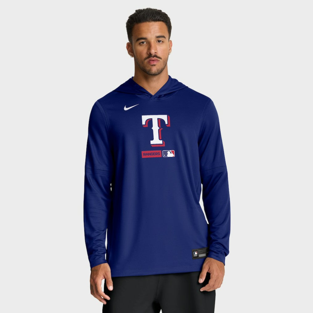 Texas Rangers Nike Authentic Collection Dri-FIT Long Sleeve Hooded T-Shirt Discount