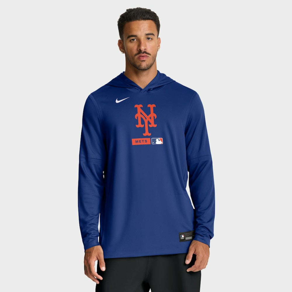 New York Mets Nike Authentic Collection Dri-FIT Long Sleeve Hooded T-Shirt Outlet