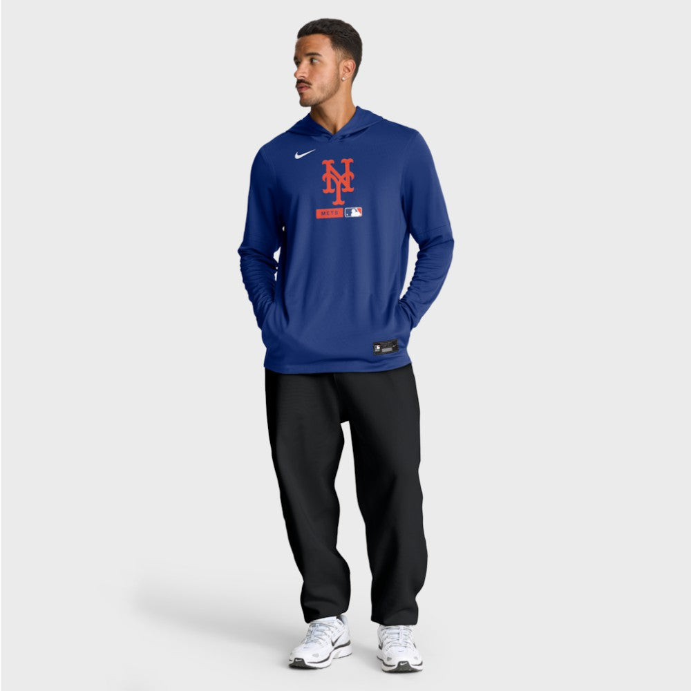 New York Mets Nike Authentic Collection Dri-FIT Long Sleeve Hooded T-Shirt Outlet