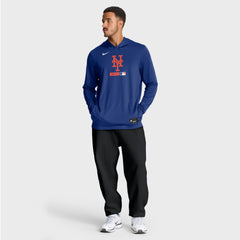 New York Mets Nike Authentic Collection Dri-FIT Long Sleeve Hooded T-Shirt Outlet