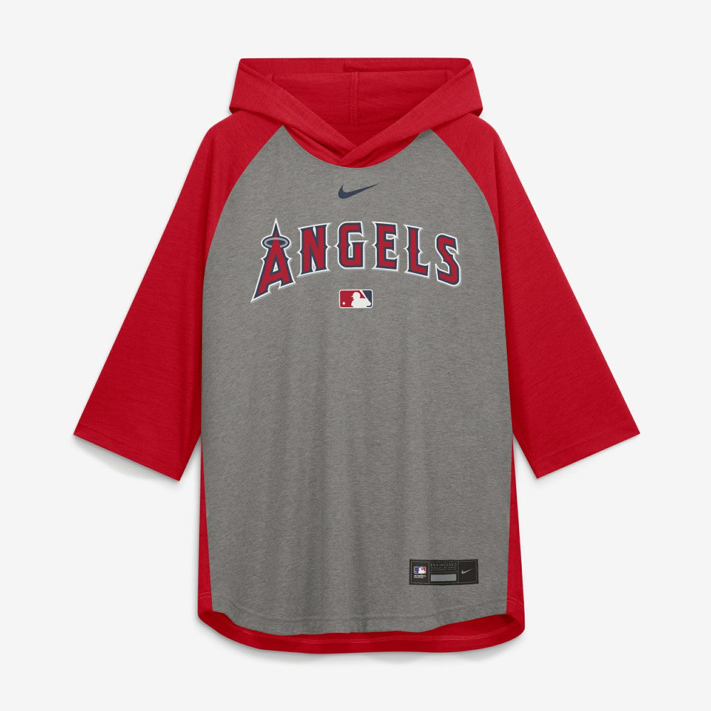 Los Angeles Angels Nike Authentic Collection Flux Dri-FIT Raglan 3/4-Sleeve Hooded T-Shirt Outlet