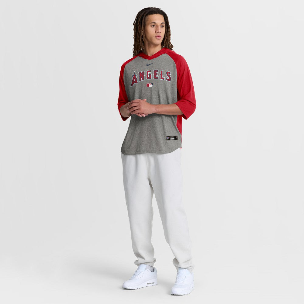 Los Angeles Angels Nike Authentic Collection Flux Dri-FIT Raglan 3/4-Sleeve Hooded T-Shirt Outlet