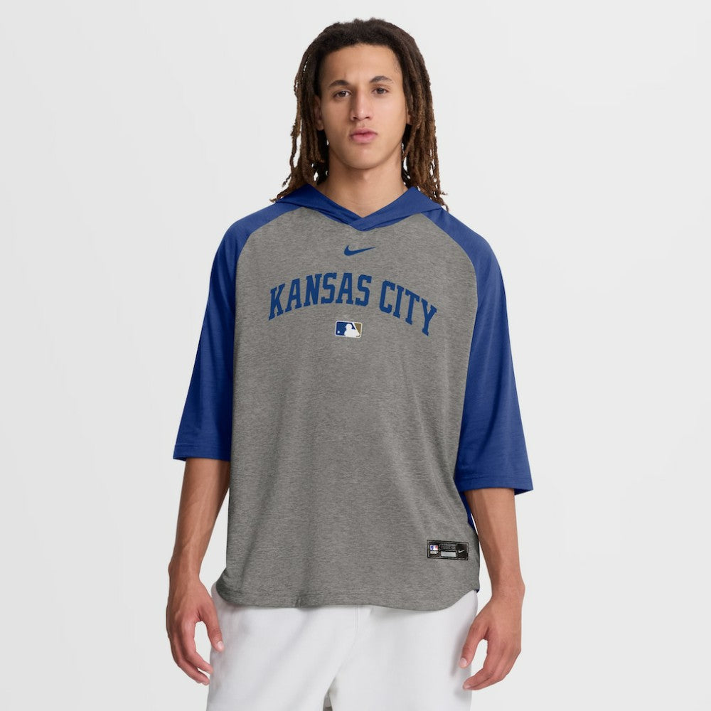 Kansas City Royals Nike Authentic Collection Flux Dri-FIT Raglan 3/4-Sleeve Hooded T-Shirt Discount