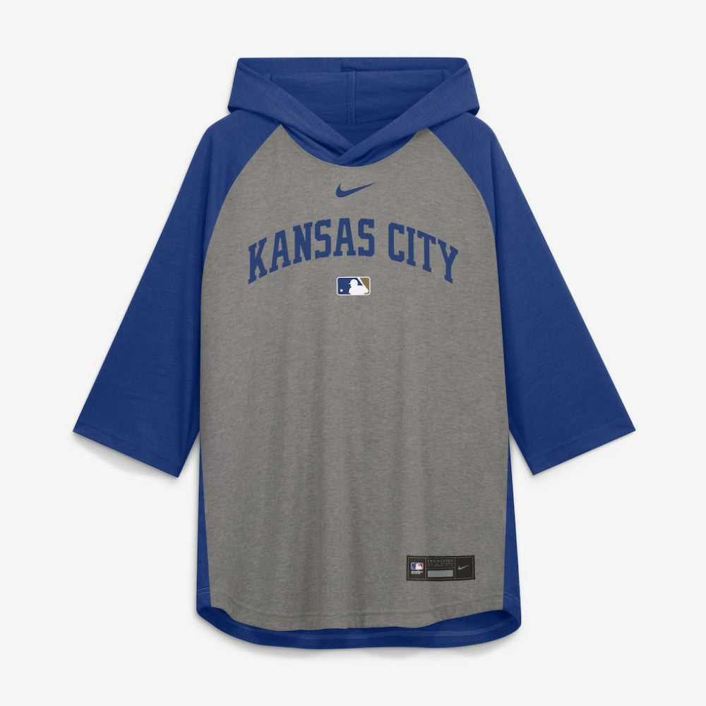 Kansas City Royals Nike Authentic Collection Flux Dri-FIT Raglan 3/4-Sleeve Hooded T-Shirt Discount