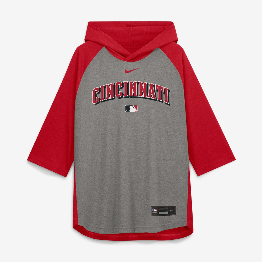 Cincinnati Reds Nike Authentic Collection Flux Dri-FIT Raglan 3/4-Sleeve Hooded T-Shirt for sale