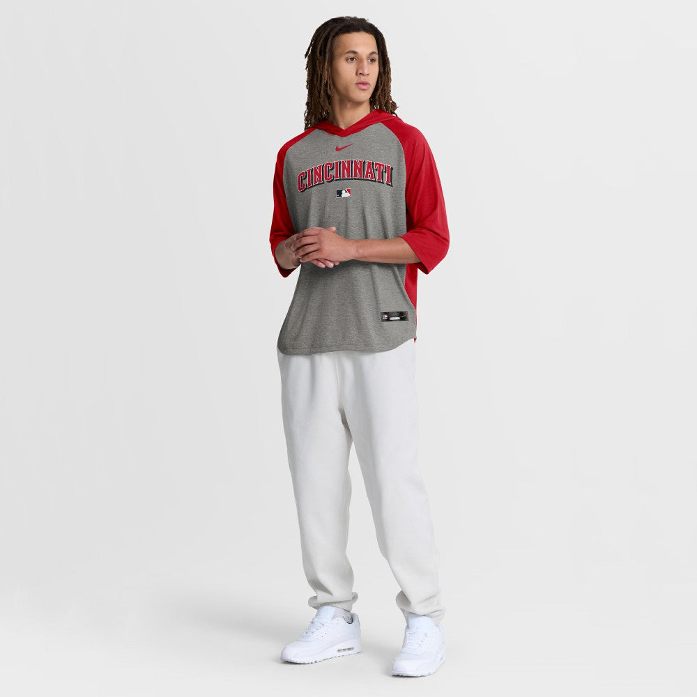 Cincinnati Reds Nike Authentic Collection Flux Dri-FIT Raglan 3/4-Sleeve Hooded T-Shirt for sale