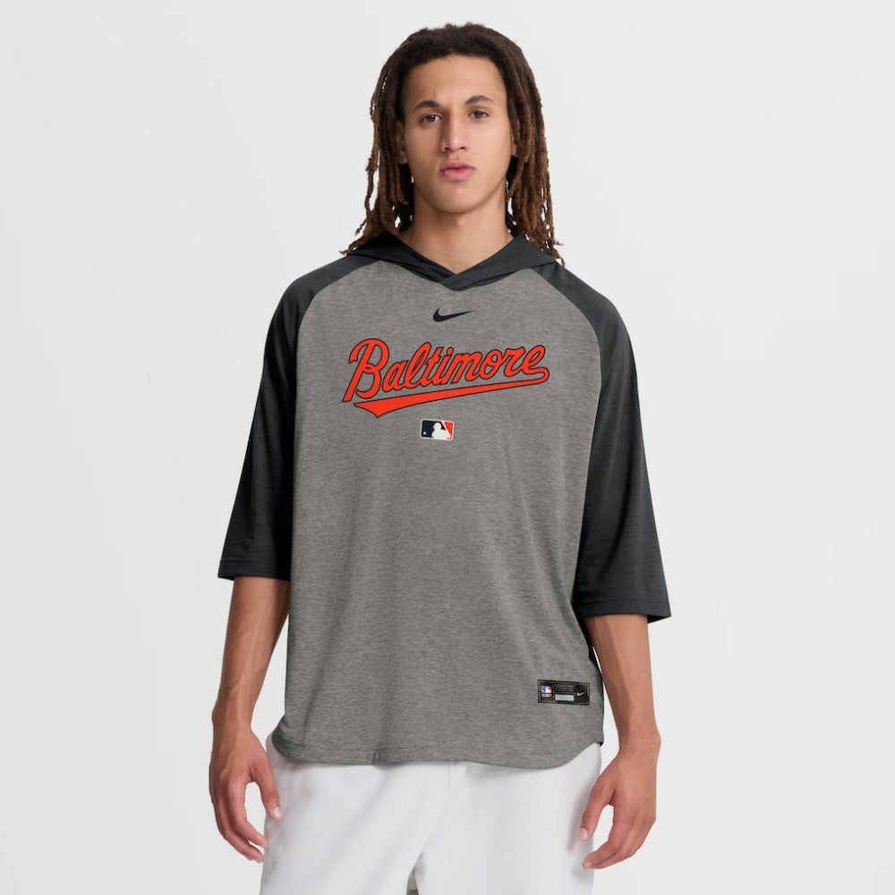 Baltimore Orioles Nike Authentic Collection Flux Dri-FIT Raglan 3/4-Sleeve Hooded T-Shirt Online