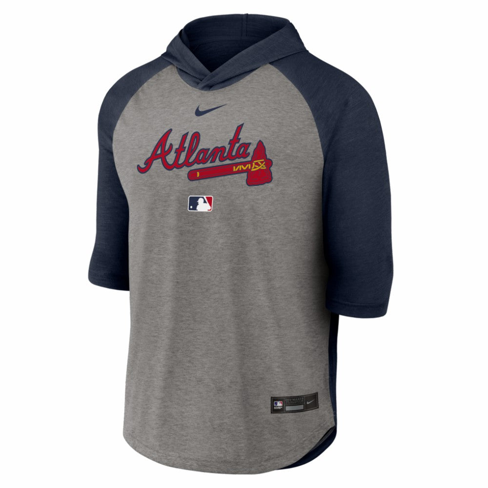 Atlanta Braves Nike Authentic Collection Flux Dri-FIT Raglan 3/4-Sleeve Hooded T-Shirt Online
